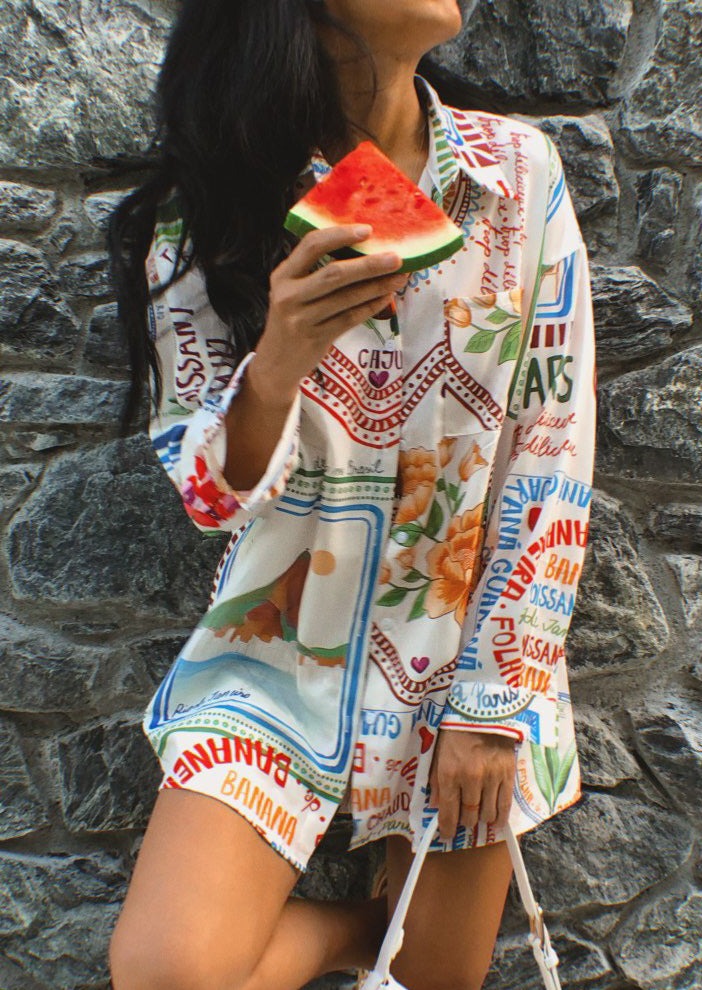 Rio Set Oversized Shirt en Shorts van Linnen Stof voor Dames