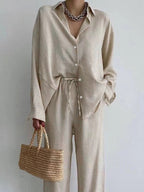 Ronja dames tweedelige set linnen blouse en wijde broek 0