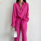Ronja dames tweedelige set linnen blouse en wijde broek 1