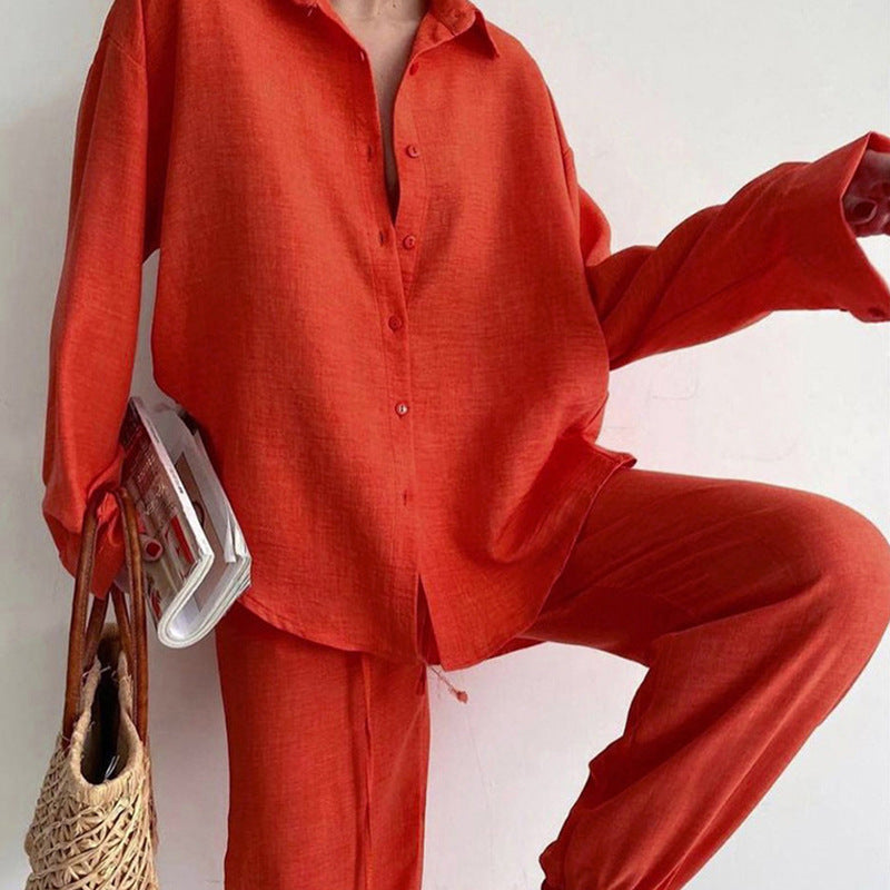 Ronja dames tweedelige set linnen blouse en wijde broek 2