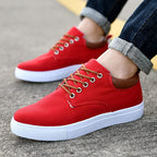 Sneakers Canvas Heren Wit Platte Zool Comfort Dagelijks
