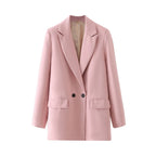Variant image for Dames Blazer Groen M Katoen Vintage Met Dubbele Knoopsluiting-19