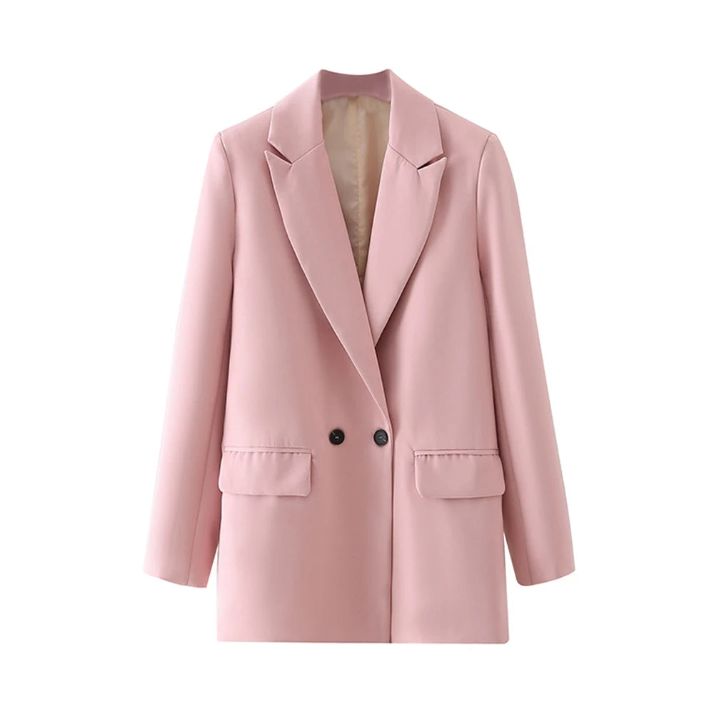 Variant image for Dames Blazer Groen M Katoen Vintage Met Dubbele Knoopsluiting-19