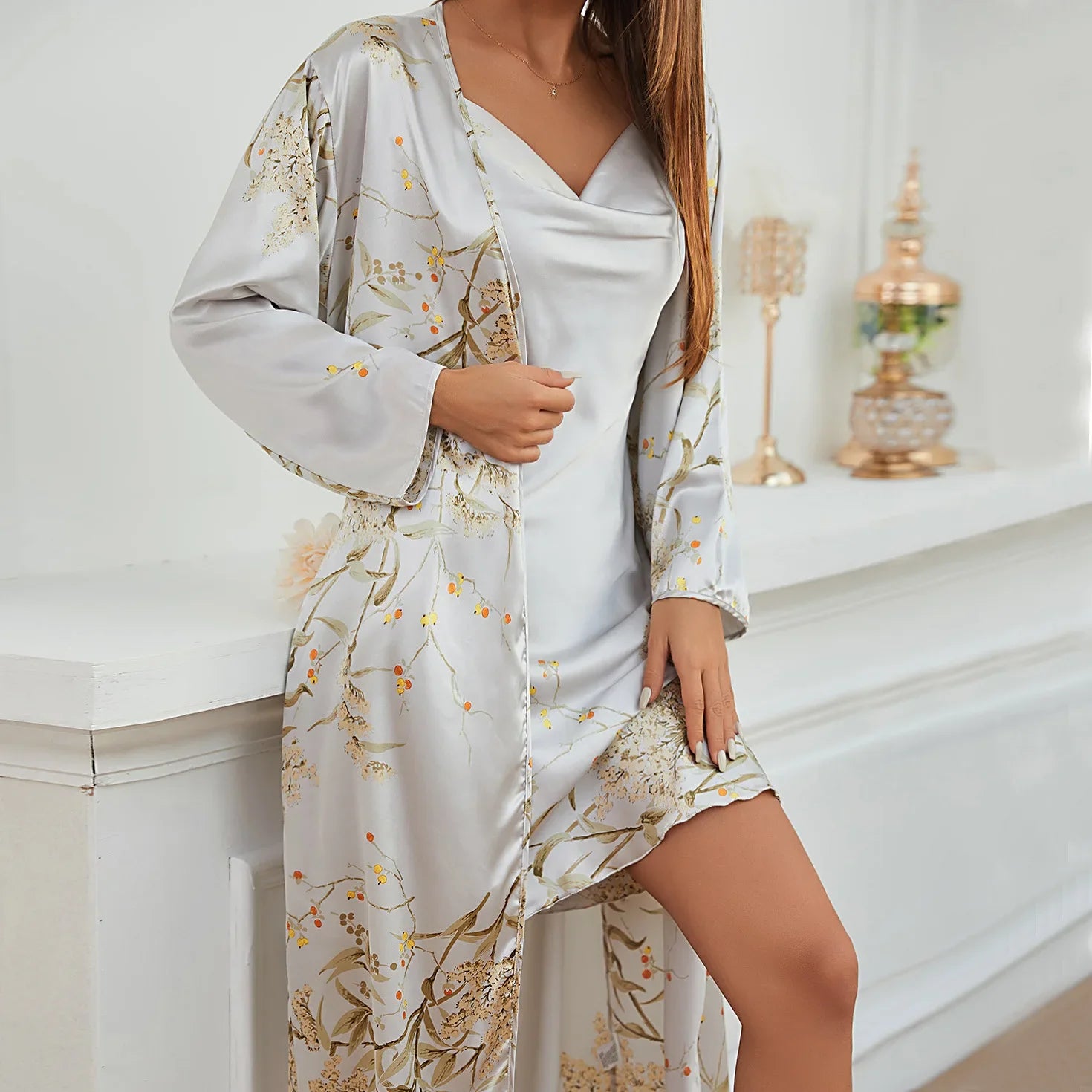 Fiona: Tweedelige pyjamaset nachtjapon