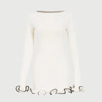 TARUXY "Sara" Gebreide Mini-jurk voor Dames - Elegante Contrastkleur Trui-jurk