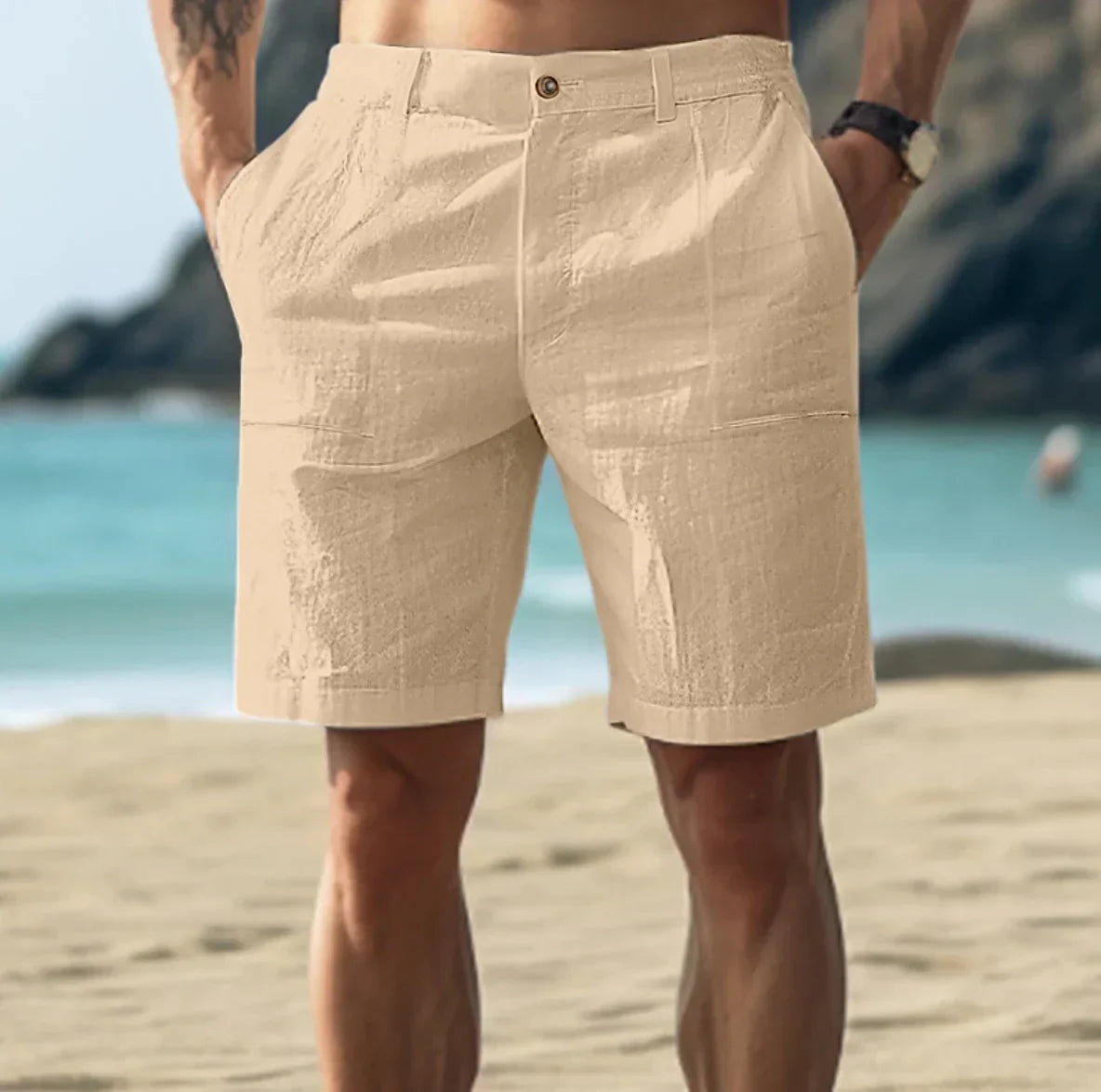Luxe heren linnen shorts voor ontspannen zomerdagen