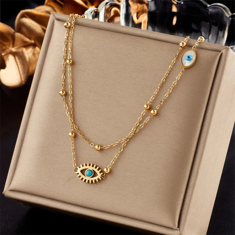 Halo Essence Evil Eye Gelaagde Ketting