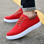 Sneakers Canvas Heren Wit Platte Zool Comfort Dagelijks