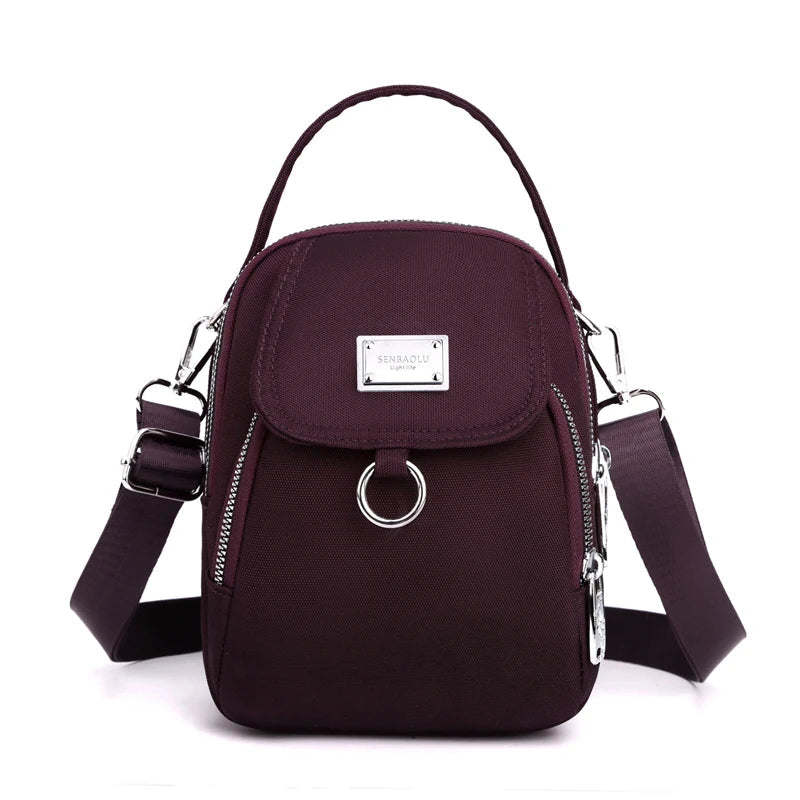 Duurzame nylon 3-laags mini-schoudertas