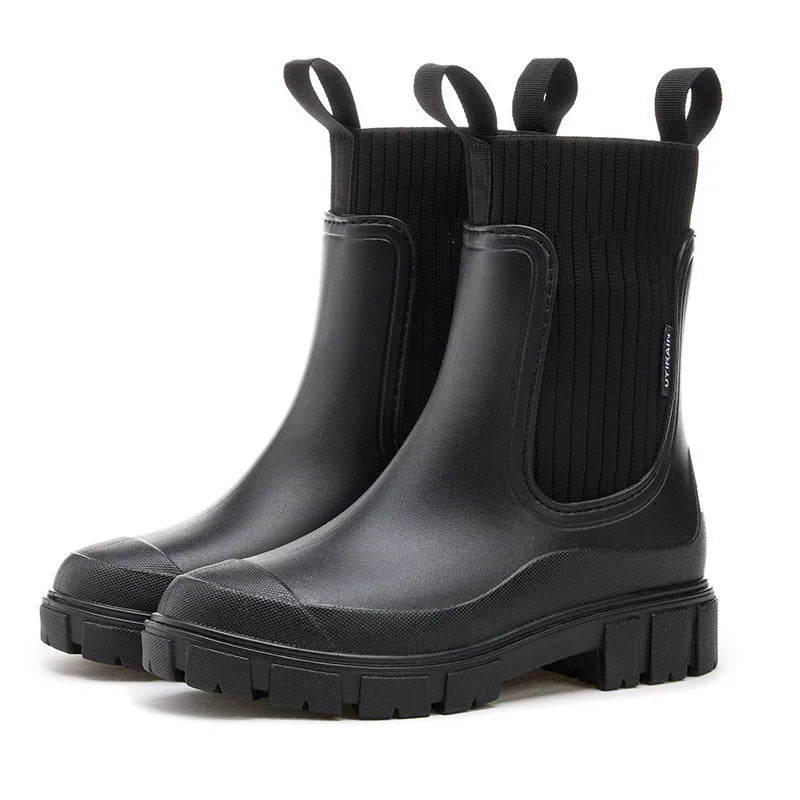 Sandra's Rainy Day Platform Boots - Waterdichte halfhoge damesregenschoenen