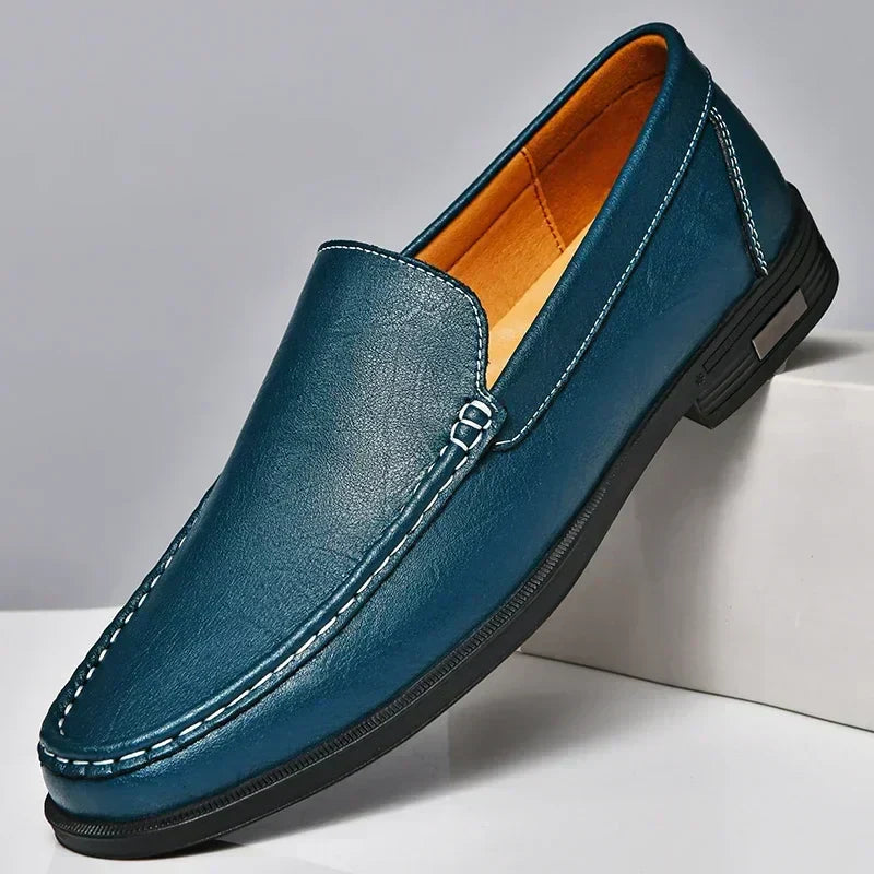Heren Mocassins Leren Instappers Handgestikte Details