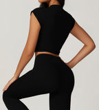 Twee-delige Crop Top en Flare Pant Leggings Set