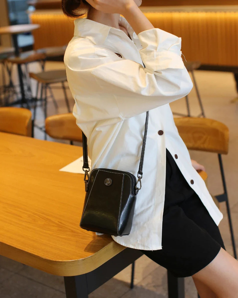 Retro leren crossbodytas™ | Stijlvolle schoudertas