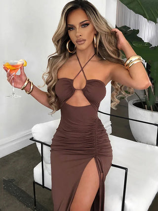 Sara Mouwloze Sexy Midi Bodycon Jurk