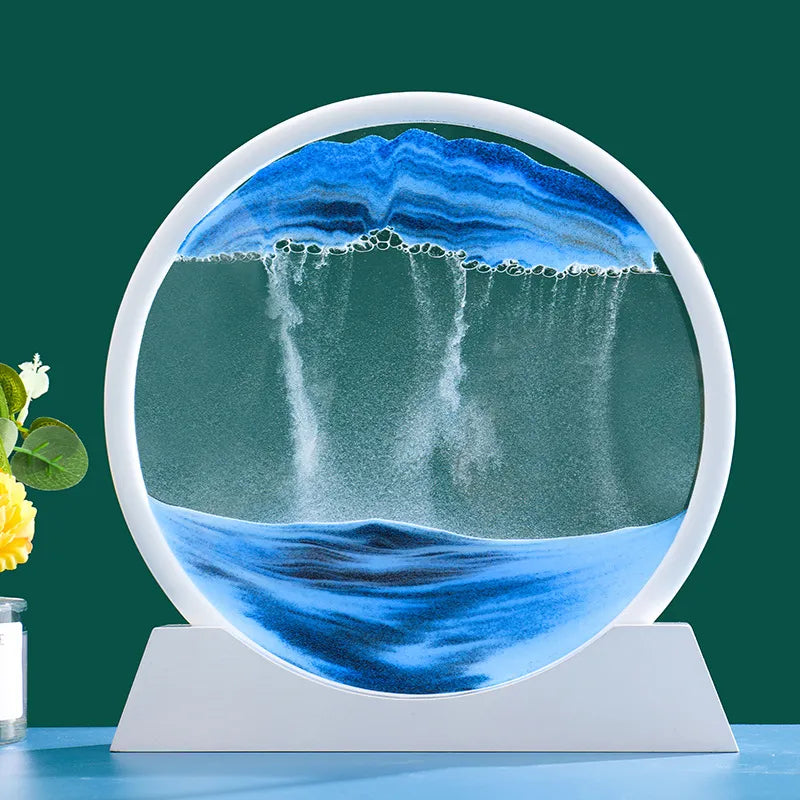 3D Bewegend Zand Kunst Foto Zandloper Drijfzand Ambachtelijk Stromend Zand