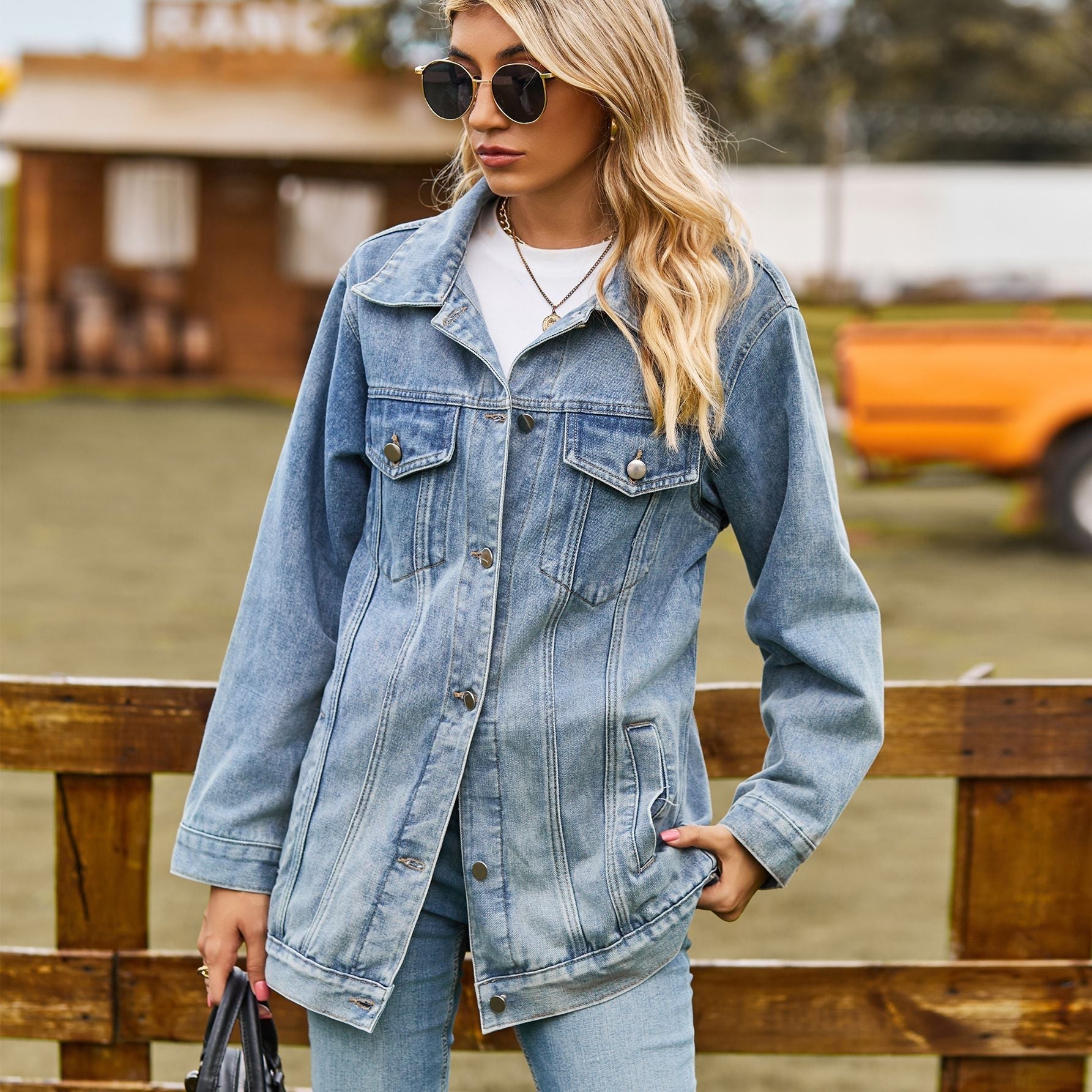 Dames Vintage Spijkerjas - Amerikaanse stijl met knoopsluiting