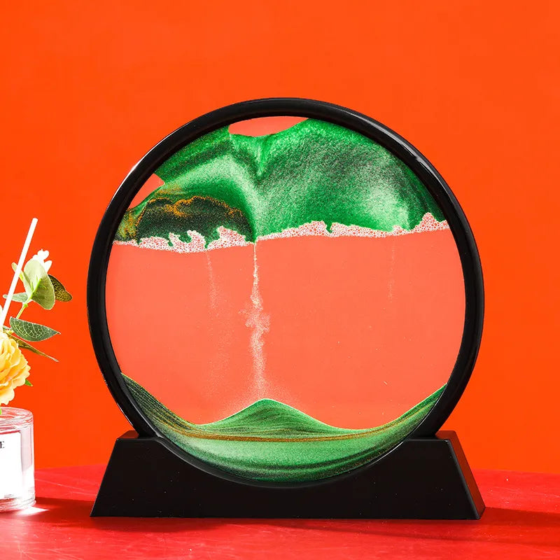 3D Bewegend Zand Kunst Foto Zandloper Drijfzand Ambachtelijk Stromend Zand