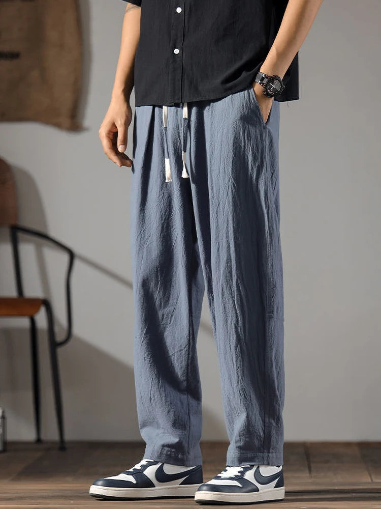 Zwarte Heren Broek Katoen Linnen Oversized Model 3