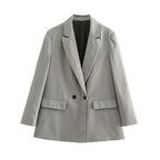 Variant image for Dames Blazer Groen M Katoen Vintage Met Dubbele Knoopsluiting-5