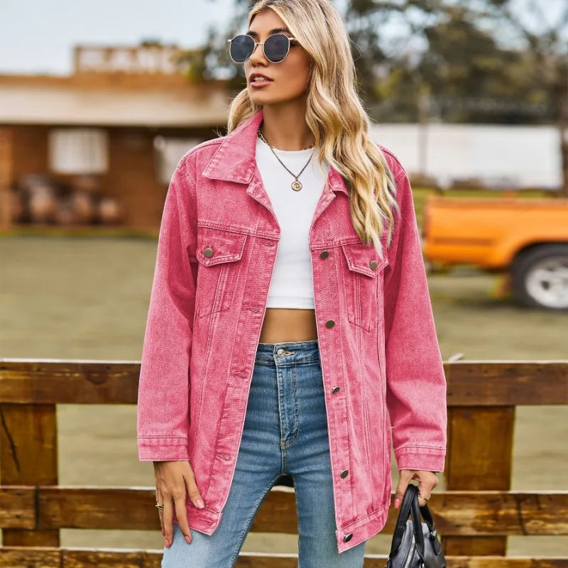 Dames Vintage Spijkerjas - Amerikaanse stijl met knoopsluiting