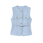 Variant image for Dames Top Zwart Mouwloos M Tweed met Riem-6