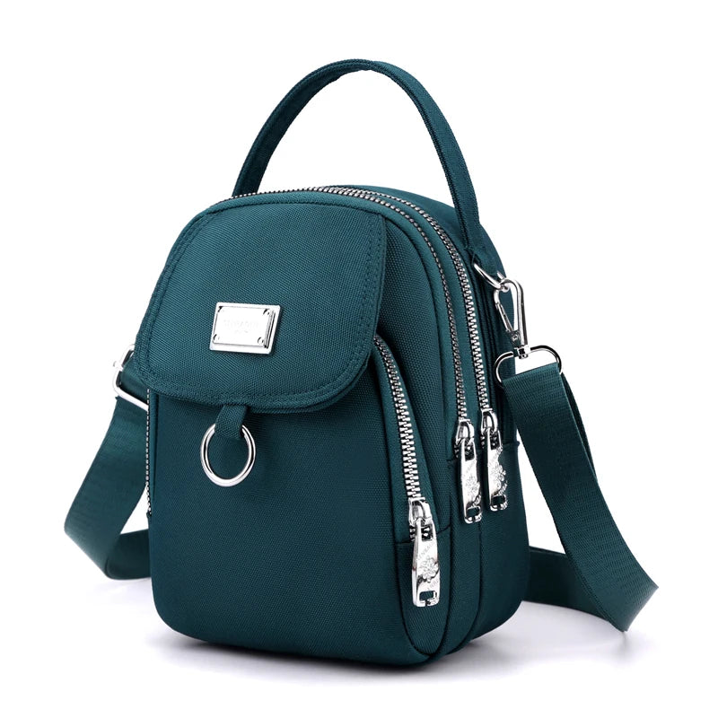 Duurzame nylon 3-laags mini-schoudertas
