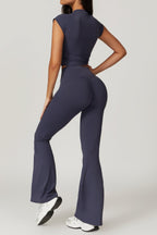 Twee-delige Crop Top en Flare Pant Leggings Set