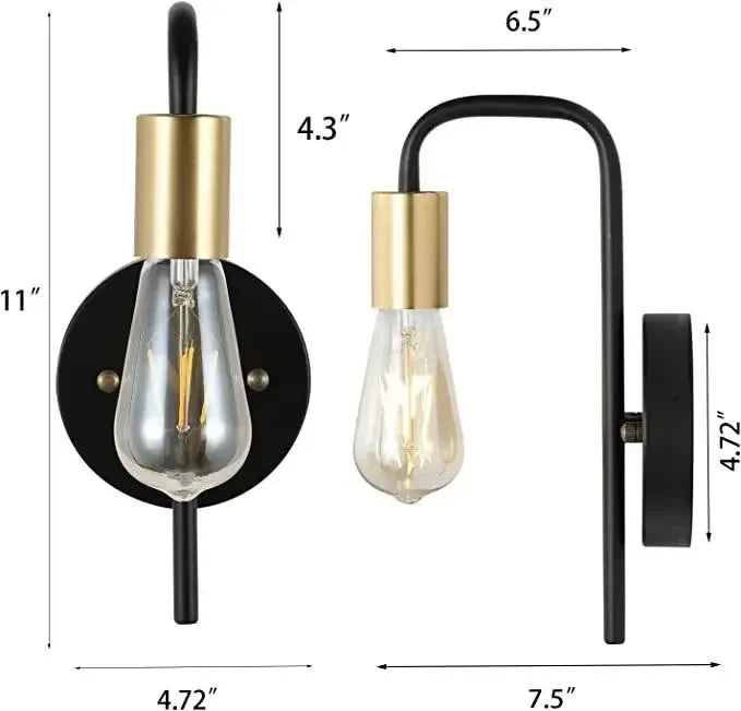 Variant image for Noordse Wandlamp Goud en Zwart - Retro Muurlamp voor Binnen, Stijlvolle Wandverlichting voor Woonkamer en Slaapkamer-2
