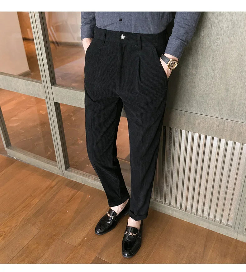 Heren Classic Geplooide Corduroy Broek Voor Comfortabele Stijl En Warmte In De Koude Seizoenen