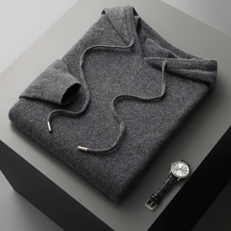 Micheal: Hoodie Sweater - 100% Merino Wol uit Australië: Gebreide Sweatshirt voor Herfst Winter