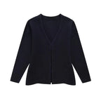 Variant image for Dames Gebreide Vesttrui Zwart M Katoen V-Hals Lange Mouwen-2
