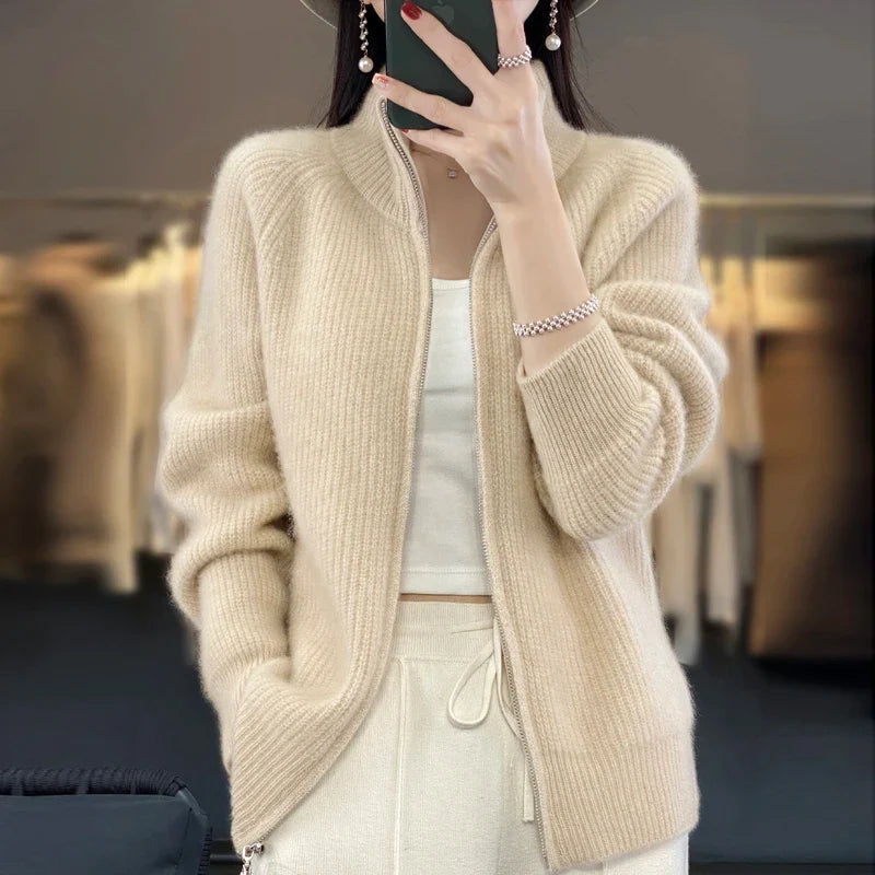 100% Pure Wol Rits Cardigan/Trui voor vrouwen