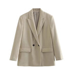 Variant image for Dames Blazer Groen M Katoen Vintage Met Dubbele Knoopsluiting-4