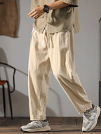 Zwarte Heren Broek Katoen Linnen Oversized Model 1