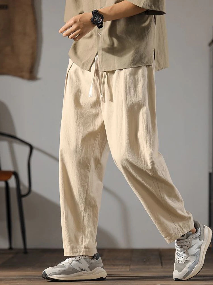 Zwarte Heren Broek Katoen Linnen Oversized Model 1