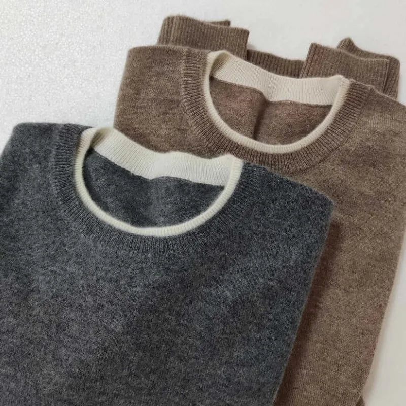 Emperoe Geit damessweater met ronde hals, puur kasjmier 100% – herfst/winter losvallende gebreide trui