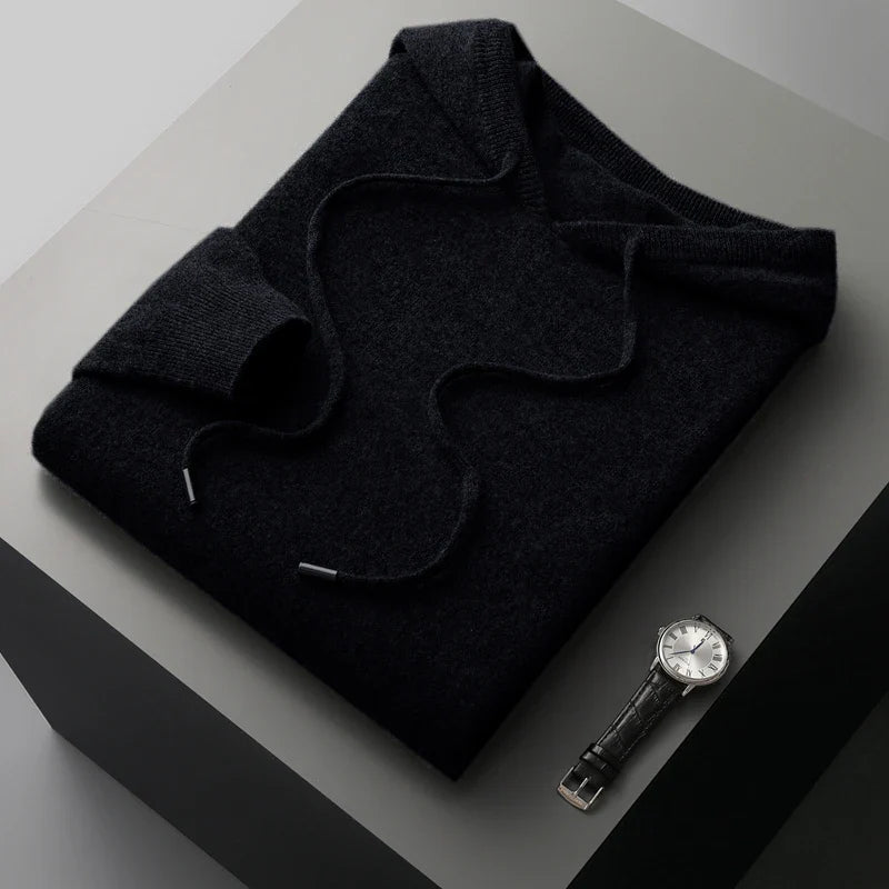 Micheal: Hoodie Sweater - 100% Merino Wol uit Australië: Gebreide Sweatshirt voor Herfst Winter