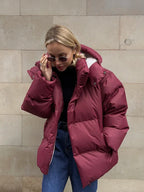 Dames Puffer Jas - Oversized Quilted Design - Met Capuchon en Hoge Kraag