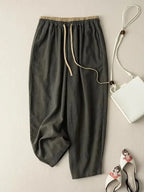 Heren Broek Linnen Katoen Losse Pasvorm Zomer Retro Style 3