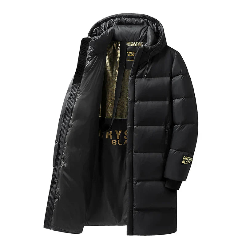 Heren Lange Winter Donsjas Met Donsisolatie Casual