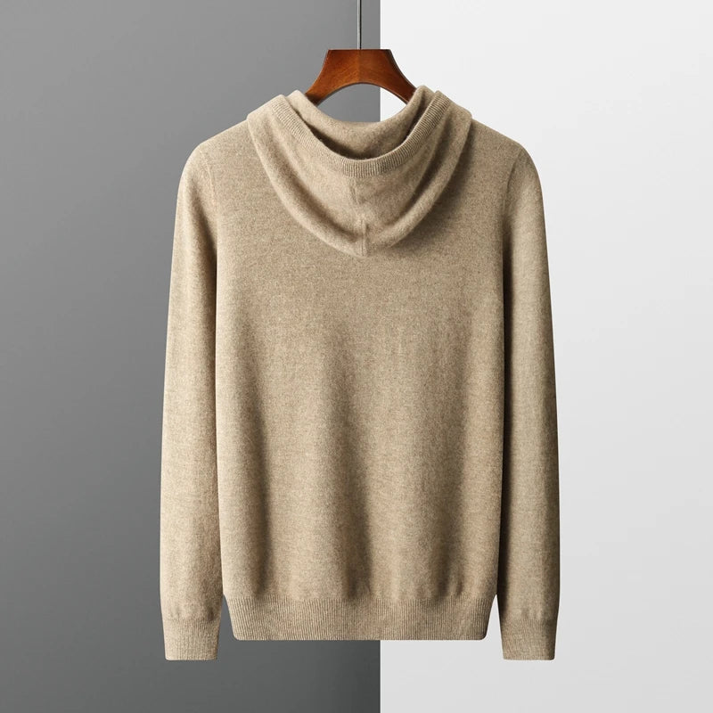 Micheal: Hoodie Sweater - 100% Merino Wol uit Australië: Gebreide Sweatshirt voor Herfst Winter