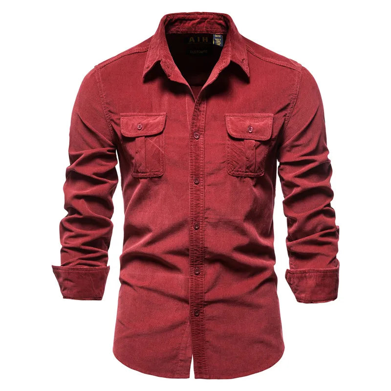 Aiopeseon 100% katoenen corduroy overhemd