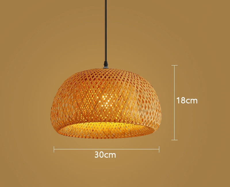 Variant image for Hanglamp van Handgeweven Bamboe 30 cm – Rotan Hanglamp voor Woonkamer en Slaapkamer, Geschikt voor E27 LED Verlichting-1