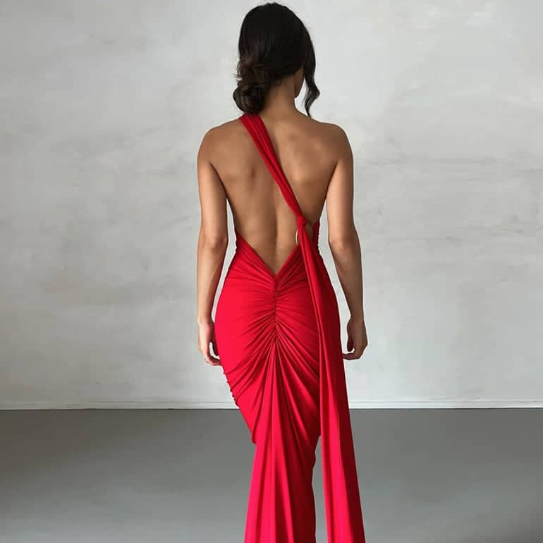 Evenement Klaar Schouder Maxi Jurk Voor Elegante Gelegenheden
