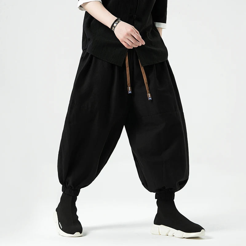 Heren Wijd Beenbroek Katoen-Linnenmix Casual Zomerbroek 4