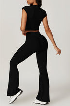 Twee-delige Crop Top en Flare Pant Leggings Set