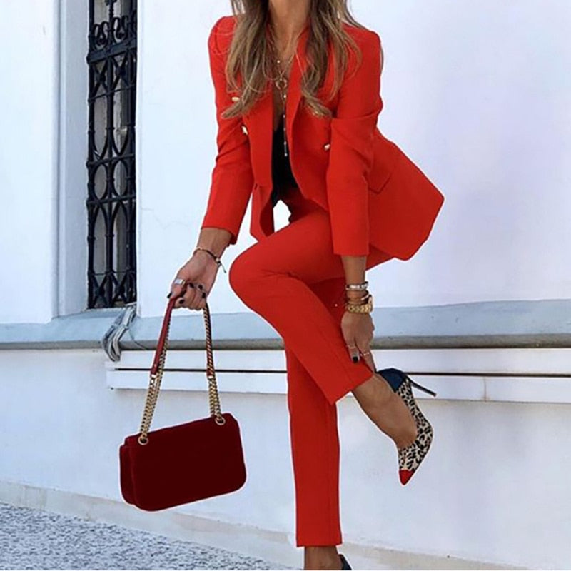Elegante Blazer en Broek Set voor Vrouwen | Vyssion
