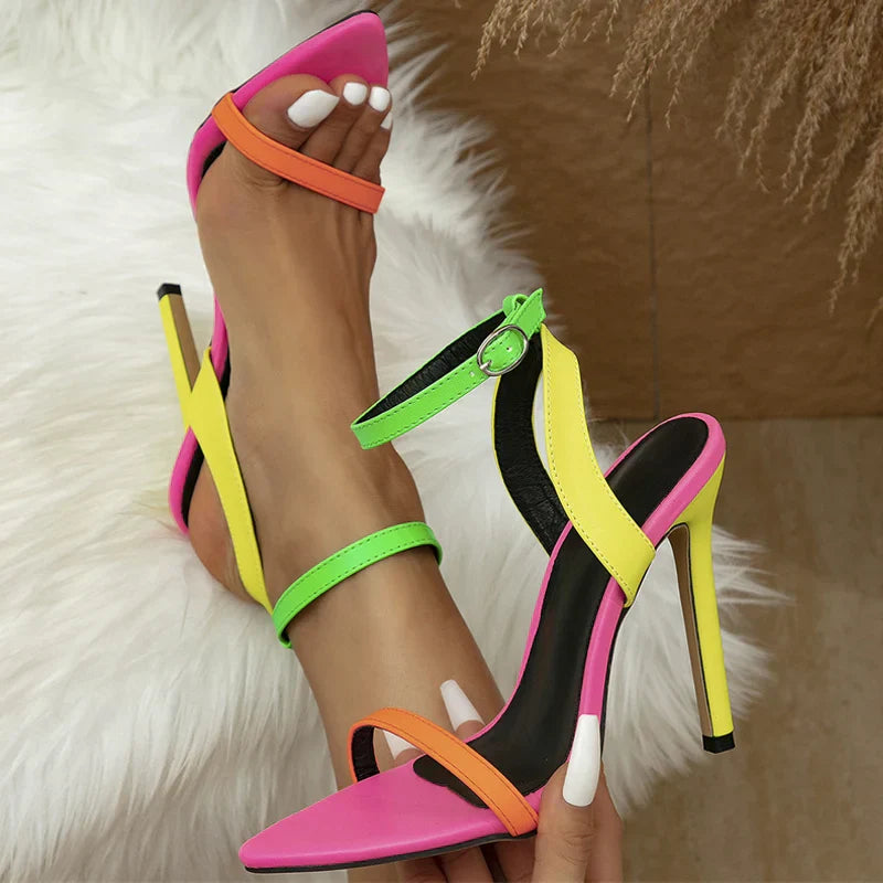 Neon Nights Rainbow stiletto hakken schoenen