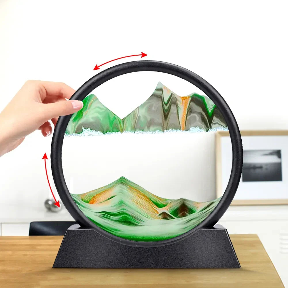 3D Bewegend Zand Kunstafbeelding | Diepzee Zandsculptuur Zandloper voor Ontspanning & Bureau Decor
