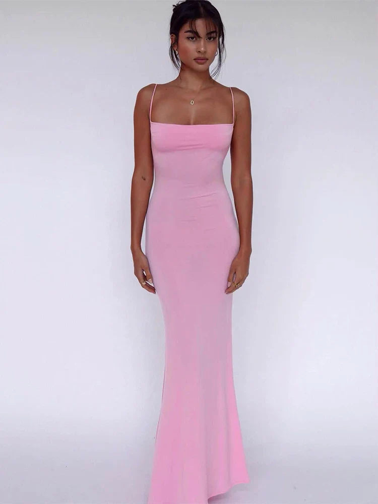 Sara 2024 Lente Mouwloze Rugloze Bodycon Maxi Jurk voor Vrouwen